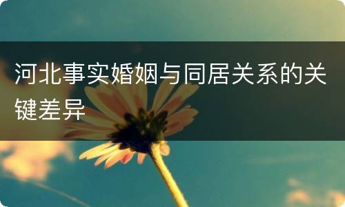 河北事实婚姻与同居关系的关键差异