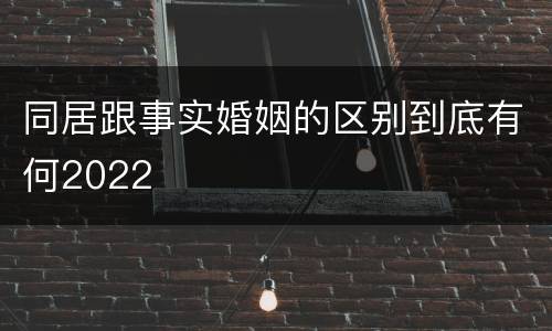 同居跟事实婚姻的区别到底有何2022