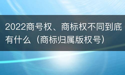 2022商号权、商标权不同到底有什么（商标归属版权号）