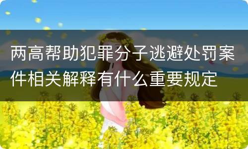 两高帮助犯罪分子逃避处罚案件相关解释有什么重要规定