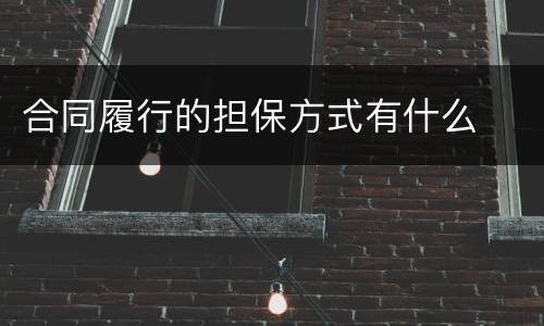 合同履行的担保方式有什么