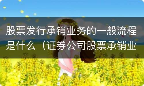 股票发行承销业务的一般流程是什么（证券公司股票承销业务一般流程）