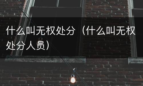 什么叫无权处分（什么叫无权处分人员）