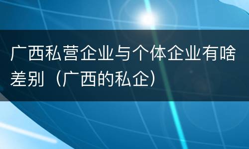 广西私营企业与个体企业有啥差别（广西的私企）