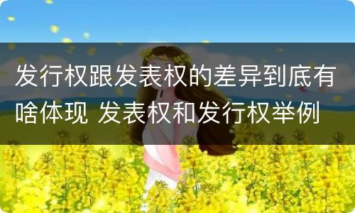 发行权跟发表权的差异到底有啥体现 发表权和发行权举例