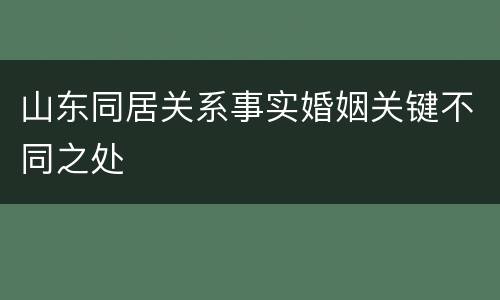 山东同居关系事实婚姻关键不同之处