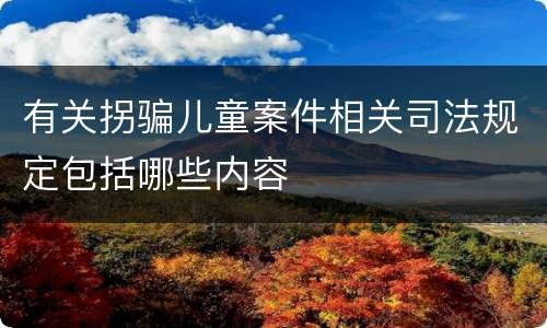 有关拐骗儿童案件相关司法规定包括哪些内容