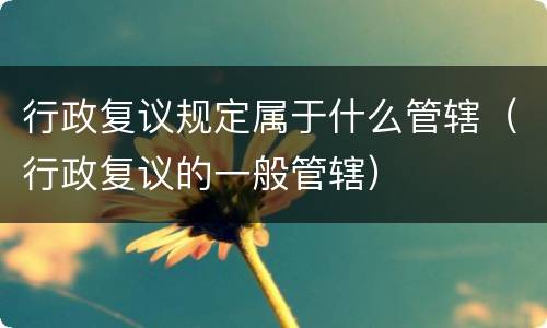 行政复议规定属于什么管辖（行政复议的一般管辖）