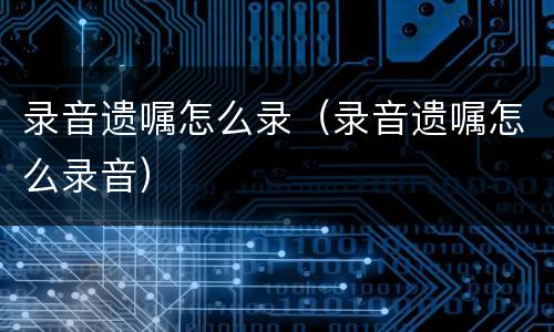 录音遗嘱怎么录（录音遗嘱怎么录音）