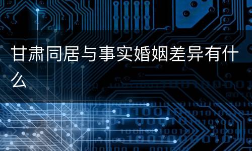 甘肃同居与事实婚姻差异有什么