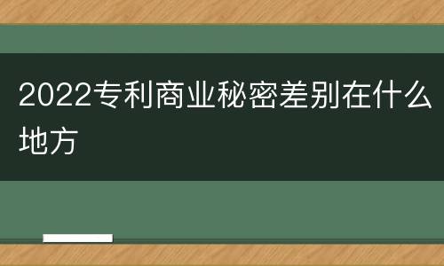 2022专利商业秘密差别在什么地方