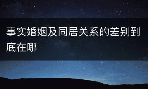 事实婚姻及同居关系的差别到底在哪