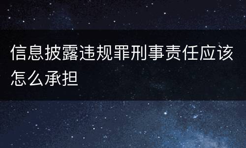 信息披露违规罪刑事责任应该怎么承担