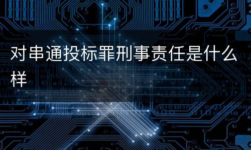 对串通投标罪刑事责任是什么样