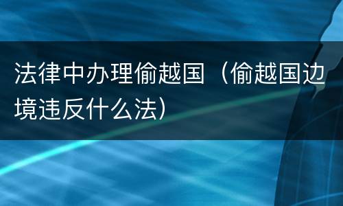 法律中办理偷越国（偷越国边境违反什么法）