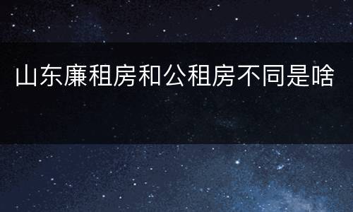 山东廉租房和公租房不同是啥