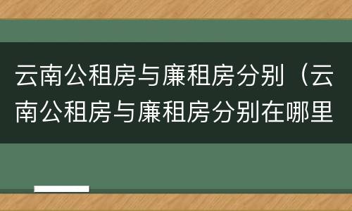 云南公租房与廉租房分别（云南公租房与廉租房分别在哪里）
