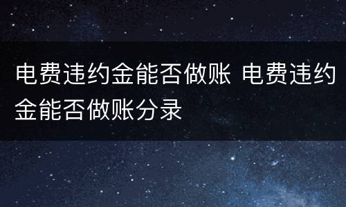 电费违约金能否做账 电费违约金能否做账分录