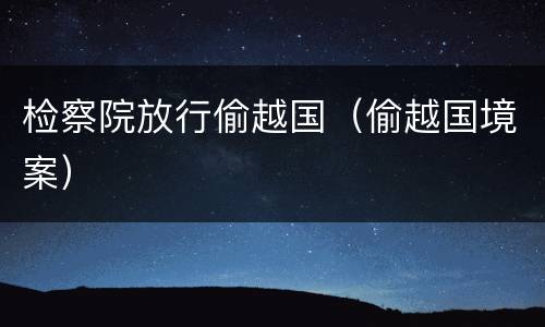 检察院放行偷越国（偷越国境案）