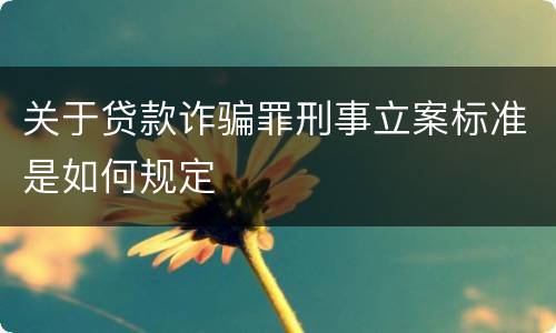 关于贷款诈骗罪刑事立案标准是如何规定