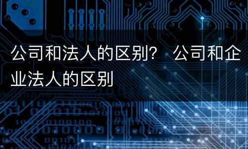 公司和法人的区别？ 公司和企业法人的区别