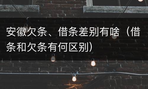 安徽欠条、借条差别有啥（借条和欠条有何区别）