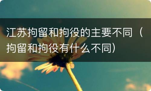 江苏拘留和拘役的主要不同（拘留和拘役有什么不同）