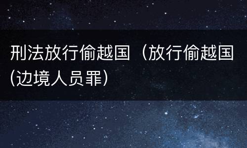 刑法放行偷越国（放行偷越国(边境人员罪）