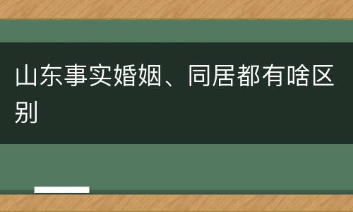 山东事实婚姻、同居都有啥区别