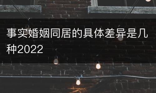 事实婚姻同居的具体差异是几种2022