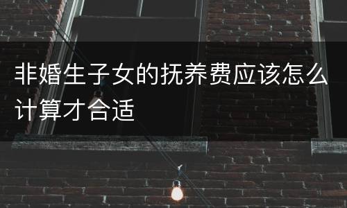 非婚生子女的抚养费应该怎么计算才合适