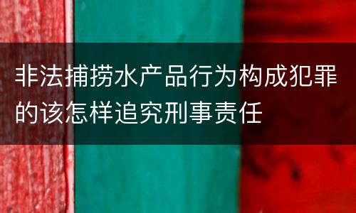 非法捕捞水产品行为构成犯罪的该怎样追究刑事责任
