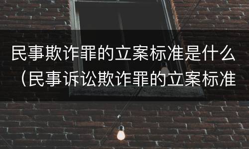 民事欺诈罪的立案标准是什么（民事诉讼欺诈罪的立案标准）