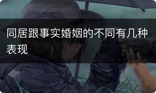同居跟事实婚姻的不同有几种表现