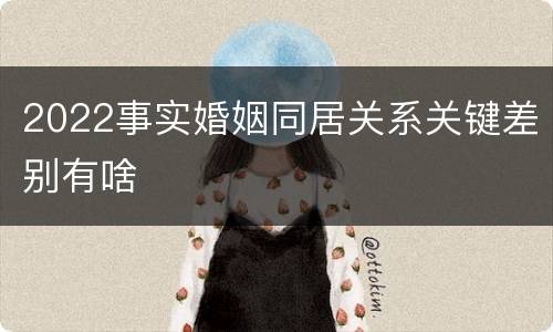 2022事实婚姻同居关系关键差别有啥