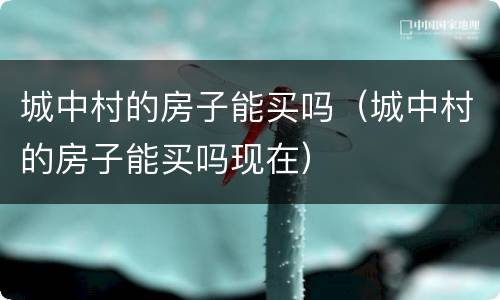 城中村的房子能买吗（城中村的房子能买吗现在）