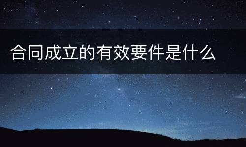 合同成立的有效要件是什么