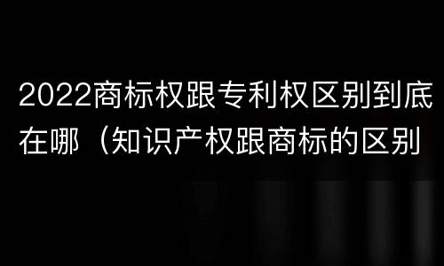 2022商标权跟专利权区别到底在哪（知识产权跟商标的区别）