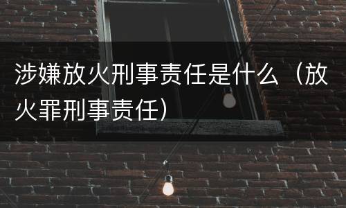涉嫌放火刑事责任是什么（放火罪刑事责任）