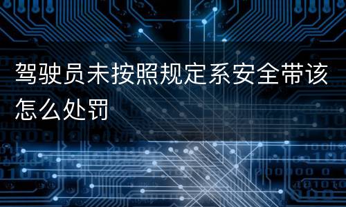 驾驶员未按照规定系安全带该怎么处罚