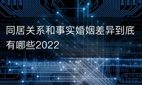 同居关系和事实婚姻差异到底有哪些2022