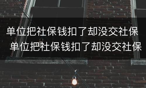 单位把社保钱扣了却没交社保 单位把社保钱扣了却没交社保怎么处理