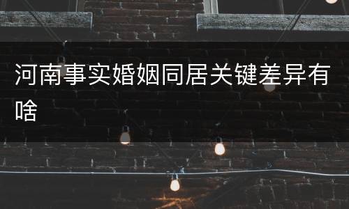 河南事实婚姻同居关键差异有啥
