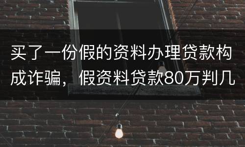 买了一份假的资料办理贷款构成诈骗，假资料贷款80万判几年