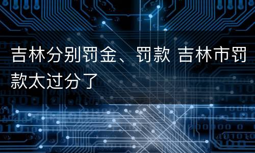 吉林分别罚金、罚款 吉林市罚款太过分了