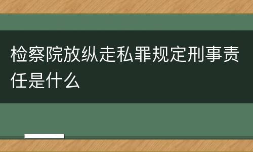 检察院放纵走私罪规定刑事责任是什么