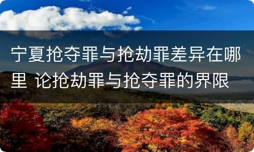 宁夏抢夺罪与抢劫罪差异在哪里 论抢劫罪与抢夺罪的界限