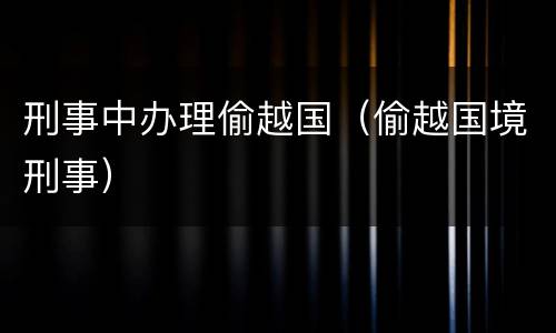 刑事中办理偷越国（偷越国境刑事）