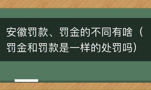 安徽罚款、罚金的不同有啥（罚金和罚款是一样的处罚吗）