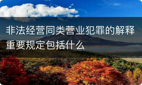 非法经营同类营业犯罪的解释重要规定包括什么